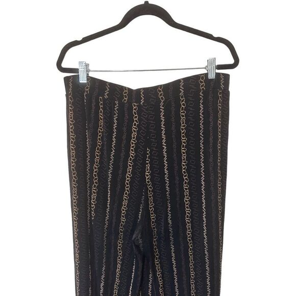Chico’s Travelers Wide Leg Black Slinky Chain All Over Print Casual Pants Sz XL - Picture 6 of 14